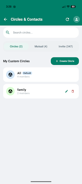 Circles audience selection screen